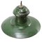 Vintage Industrial Green Enamel and Opaline Glass Pendant Light 3