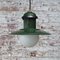 Vintage Industrial Green Enamel and Opaline Glass Pendant Light 6