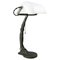 Lámpara de mesa industrial vintage de vidrio opalino blanco, Imagen 1