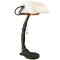 Lámpara de mesa industrial vintage de vidrio opalino blanco, Imagen 8