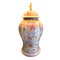 Lámpara de escritorio de cerámica con flores, años 80, Imagen 12