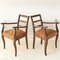 Vintage French Chairs in Leather and Oak, 1950, Set of 2 9