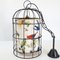 Lámpara colgante francesa vintage en forma de jaula de acero y papel, años 50, Imagen 4