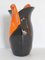 Französische Vintage Vase aus Keramik in Schwarz & Orange, 1950 4