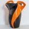 Französische Vintage Vase aus Keramik in Schwarz & Orange, 1950 1