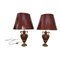 French Rouge and Gilt Bronze Mounted Table Lamps with Metalic Shades, Set of 2 9