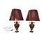 French Rouge and Gilt Bronze Mounted Table Lamps with Metalic Shades, Set of 2, Image 9
