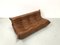 Französisches Vintage Togo Sofa aus braunem Leder von Michel Ducaroy für Ligne Roset 7