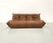 Französisches Vintage Togo Sofa aus braunem Leder von Michel Ducaroy für Ligne Roset 1