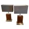Modernist Italian Wood and Metal Table Lamps, 1980s, Set of 2, Image 1