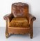 Antique Art Nouveau Leather and Studs Club Armchair, French 2