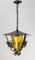 French Wrought Iron and Colored Glass Ceiling Lamp, 1970s 8