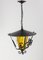 French Wrought Iron and Colored Glass Ceiling Lamp, 1970s 7