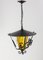 French Wrought Iron and Colored Glass Ceiling Lamp, 1970s, Image 7