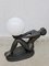 Lámpara esférica vintage con escultura de cerámica, Imagen 4