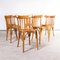 Bentwood Honey Beech Striped Seat Bentwood Dining Chairs, 1970s, Set of 6 2