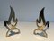 Brass Flame Andirons, 1970s, Set of 2, Image 3