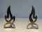 Chenets Messing Flammen, 1970er, 2er Set 1