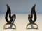 Flammes Chenets en Laiton, 1970s, Set de 2 2