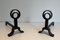 Modern Cast Iron and Wrought Iron Chenets in the style of Jacques Adnet, 1940s, Set of 2, Image 1