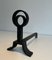 Modern Cast Iron and Wrought Iron Chenets in the style of Jacques Adnet, 1940s, Set of 2, Image 6