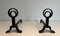 Modern Cast Iron and Wrought Iron Chenets in the style of Jacques Adnet, 1940s, Set of 2 2