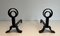 Modern Cast Iron and Wrought Iron Chenets in the style of Jacques Adnet, 1940s, Set of 2, Image 2