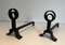 Modern Cast Iron and Wrought Iron Chenets in the style of Jacques Adnet, 1940s, Set of 2, Image 12