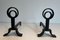 Modern Cast Iron and Wrought Iron Chenets in the style of Jacques Adnet, 1940s, Set of 2 3