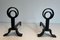 Modern Cast Iron and Wrought Iron Chenets in the style of Jacques Adnet, 1940s, Set of 2, Image 3