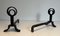Modern Cast Iron and Wrought Iron Chenets in the style of Jacques Adnet, 1940s, Set of 2 5