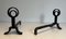 Modern Cast Iron and Wrought Iron Chenets in the style of Jacques Adnet, 1940s, Set of 2, Image 5