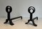 Modern Cast Iron and Wrought Iron Chenets in the style of Jacques Adnet, 1940s, Set of 2 4