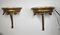 Italian Carved Gilt Wood and Marble Wall-Mounted Conosoles, 1940s, Set of 2 5