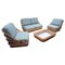 Mid-Century Modern Rattan Living Room Sofas, Armchair and Coffee Table, Set of 3, Image 1