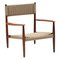 Scandinavian Wooden Armchair with Cord Webbing, 1960s 1