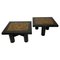 Side Tables by E. Allemeersch Black Resin Inlay Tiger Eyes, Set of 2 1