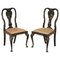 Antique Chinese Black Lacquered Side Chairs, Set of 2 1