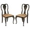 Antique Chinese Black Lacquered Side Chairs, Set of 2, Image 1