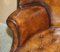 Poltrone Chippendale Wingback antiche in pelle marrone, 1860, set di 2, Immagine 14