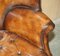 Butacas Chippendale victorianas antiguas de cuero marrón, 1860. Juego de 2, Imagen 15