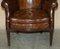 Antique Victorian Chippendale Wingback Armchairs in Brown Leather, 1860, Set of 2 5