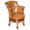 Antique Chesterfield Captains Chair in Cigar Brown Leather, 1860 1