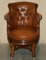 Antiker Chesterfield Captains Chair aus Zigarrenbraunem Leder, 1860 2
