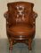 Antique Chesterfield Captains Chair in Cigar Brown Leather, 1860, Image 2