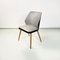 Modern Italian Black and Gray Leather and Wood Chairs, 1980s, Set of 3 2