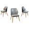 Modern Italian Black and Gray Leather and Wood Chairs, 1980s, Set of 3 1