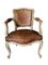 Louis XV Style Cabriolet Armchair in Leather with Iron 1