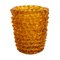 Rostrato Amber and Crystal Murano Glass Vase, Italy 1