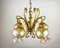 Vintage Gilt Brass & Glass Chandelier, Belgium, 1980s, Image 3